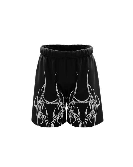Printed Unisex Black Shorts