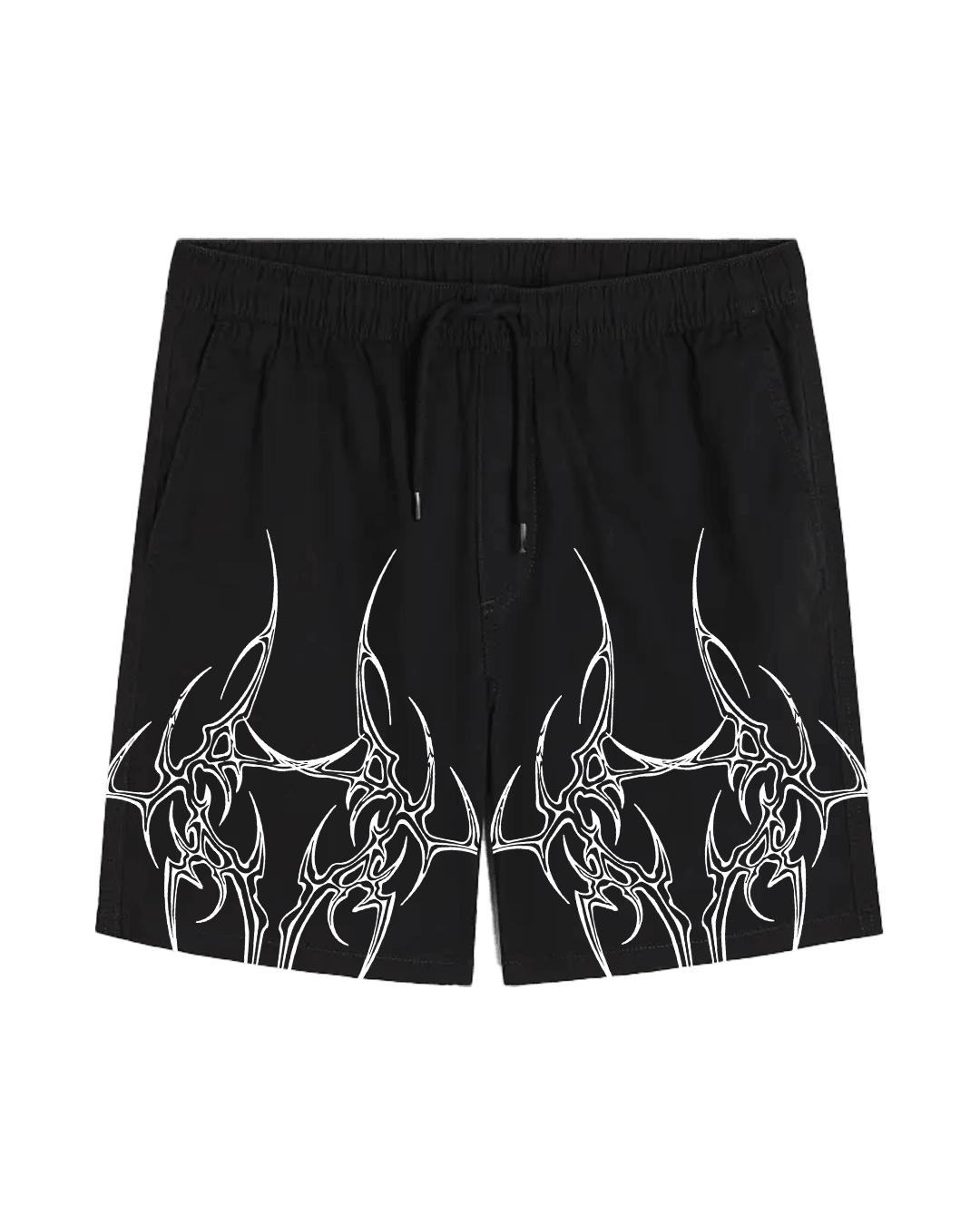 Printed Unisex Black Shorts