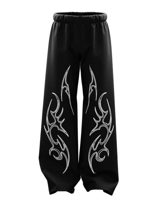 Meteor Black Unisex Straight Fit Baggy Pants