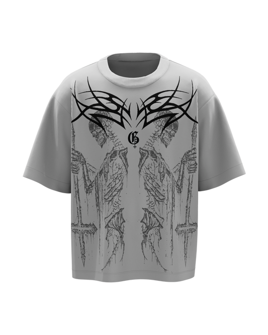 Cursed Unisex Crystal Grey Oversized Tshirt