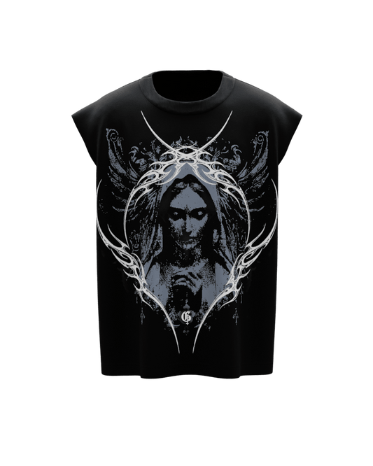 Maria Unisex Black Boxy Vest