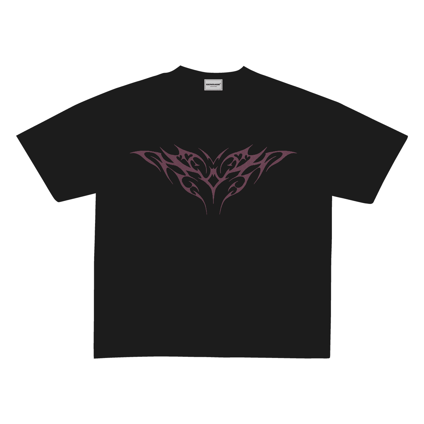 Grunge Magenta Unisex Black Oversized Tshirt