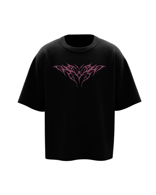 Grunge Magenta Unisex Black Oversized Tshirt