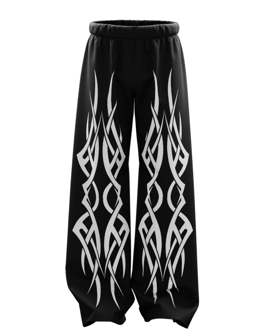 Throne Black Unisex Straight Fit Baggy Pants